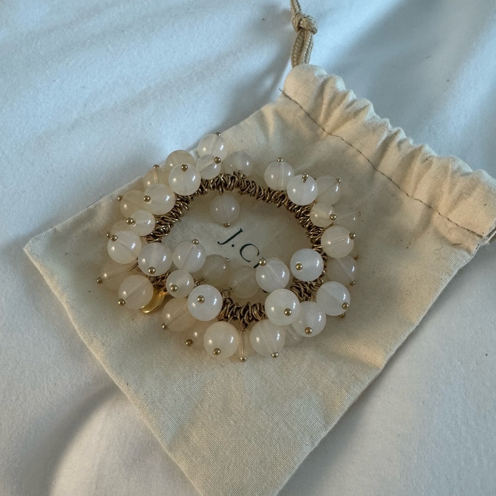 JCrew Elegant Gold and Cream Beaded Bracelet